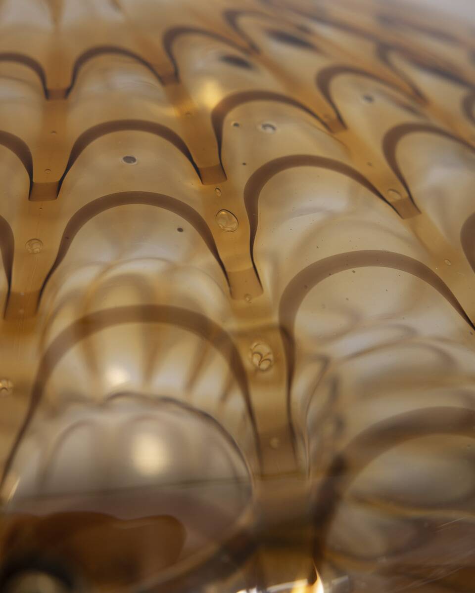 Vintage 1970s amber murano glass table lamp, italian design
