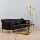 Mogens Hansen black aniline 3 seater sofa from the 70s.
