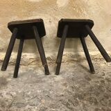 Paire de tabourets art populaire