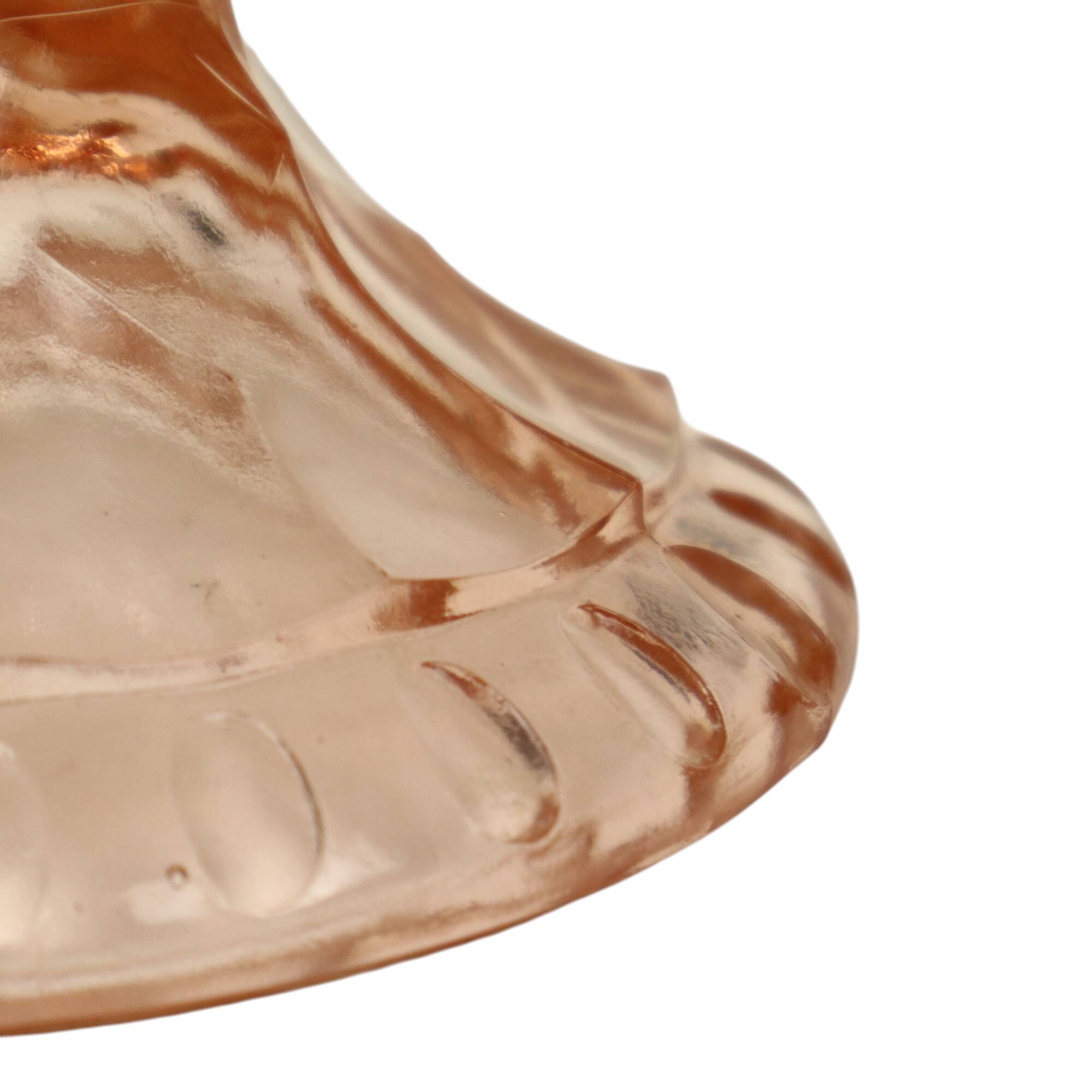 Pink Cake Stand Art Deco Pressed Glass Diamond Pattern