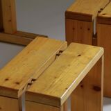 Table, bench and stools Les Arcs by Charlotte Perriand, France, 1960