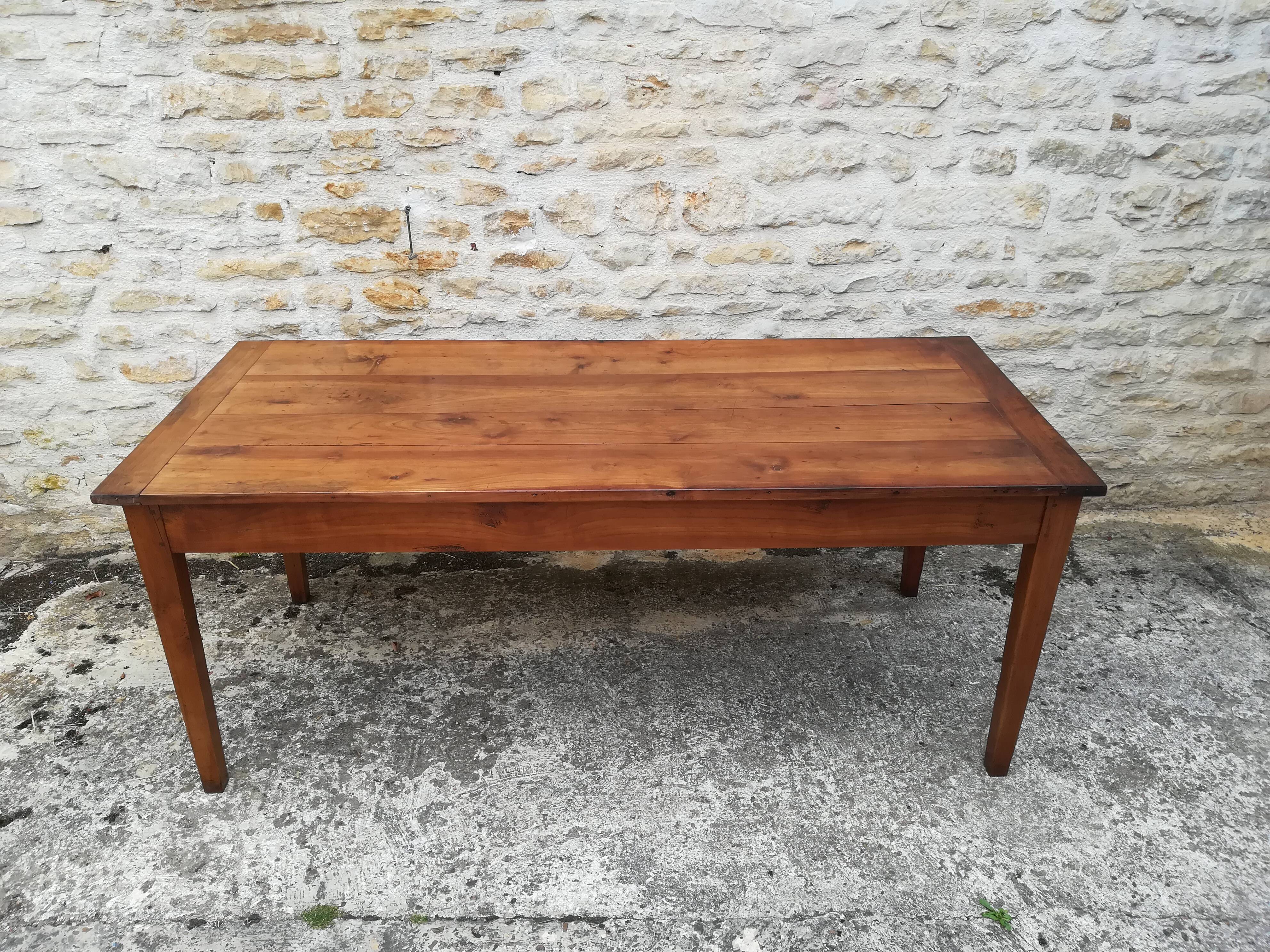 Farm table in solid cherry tree