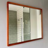 Vintage Rectangular Wall Mirror Teak Frame