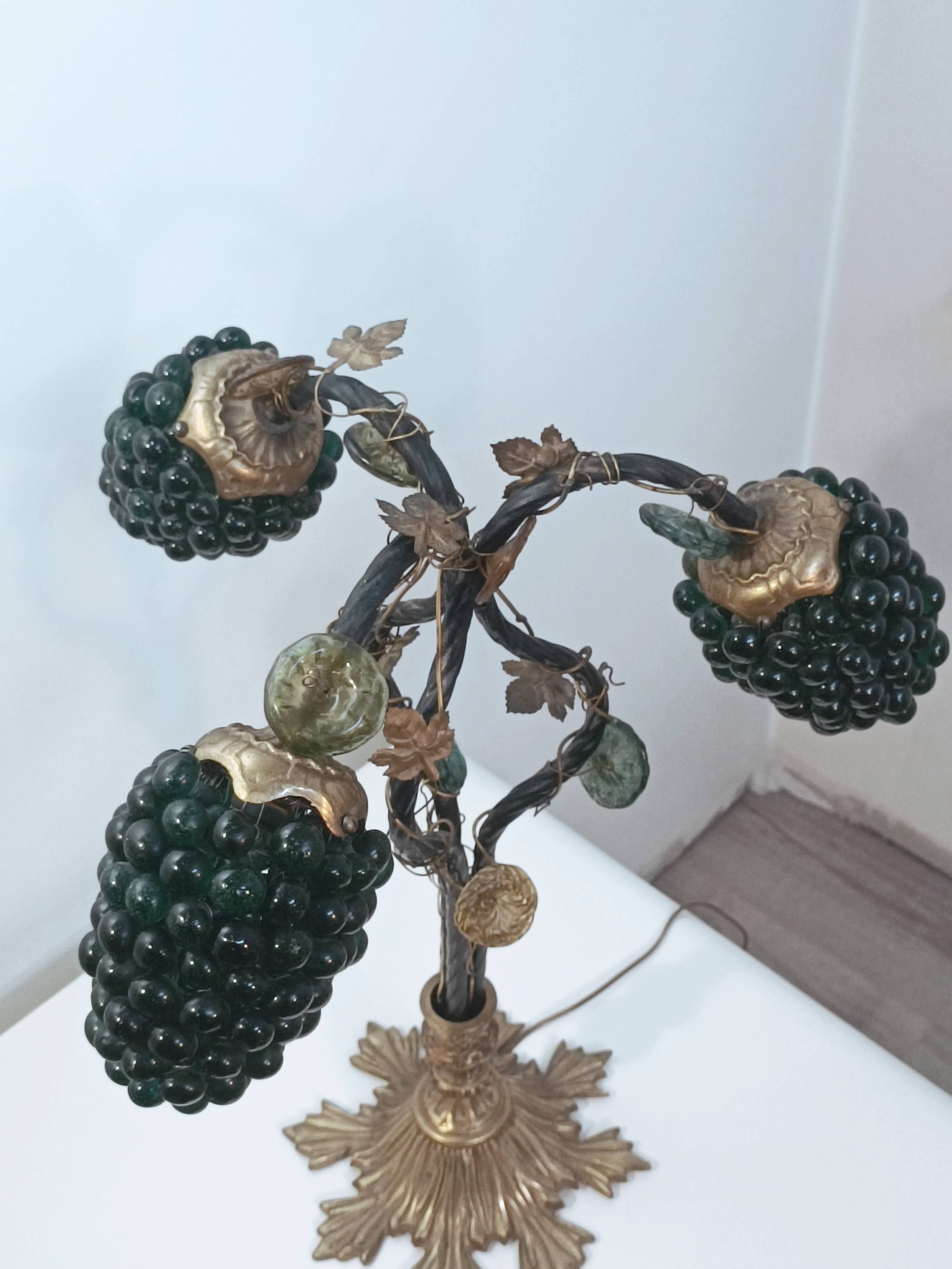 Lampe sculpturale Grappe de raisins verre de Murano 1960s