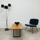 Floor lamp 3 arms 50 years brass and black lacquer for house Arlus