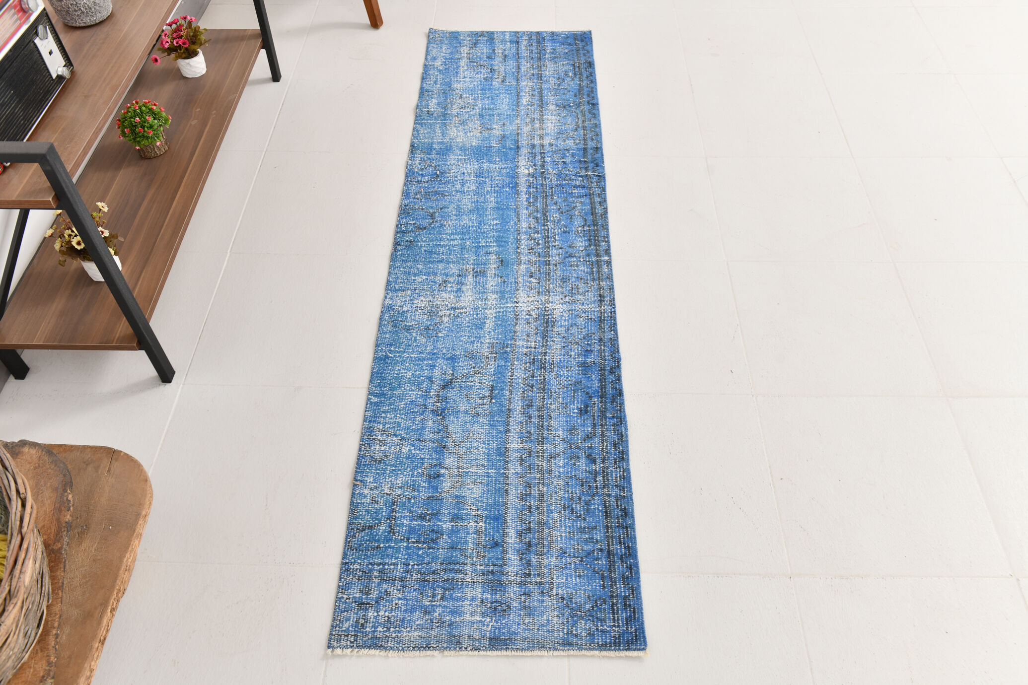 2x6 soft blue vintage runner rug, 53x198cm