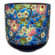 Longwy enamel cachepot, royal blue cloisonné decoration (16 cm)