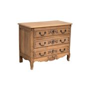 Louis XV style chest of drawers, solid raw oak, 1920.