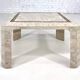 Square coffee table from the 70s - 80s in stone and brass marquetry