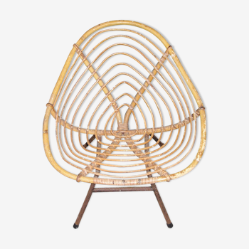 Armchair of child in rattan and metal, 70 years