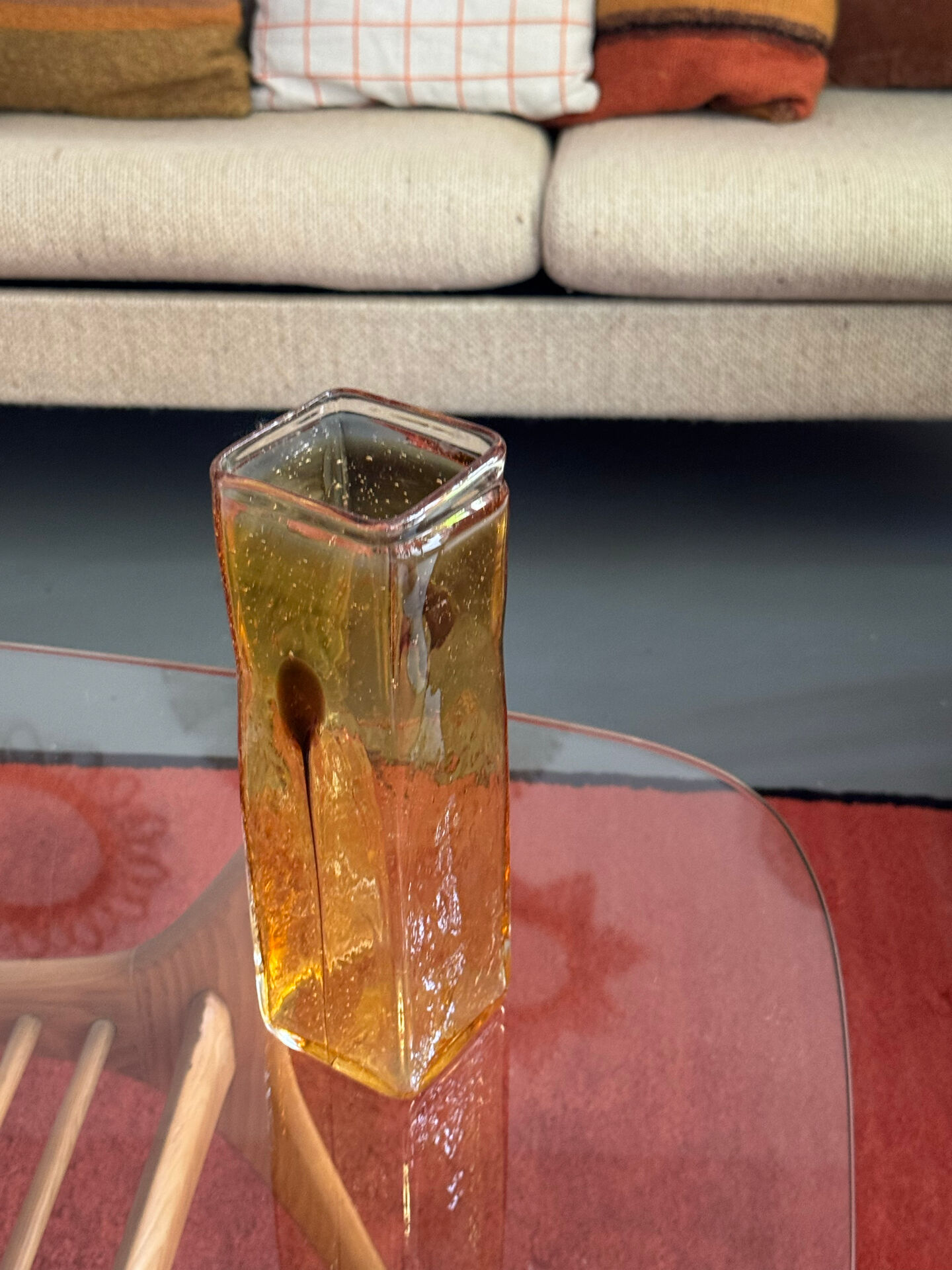 Orange square vase from the 70s.