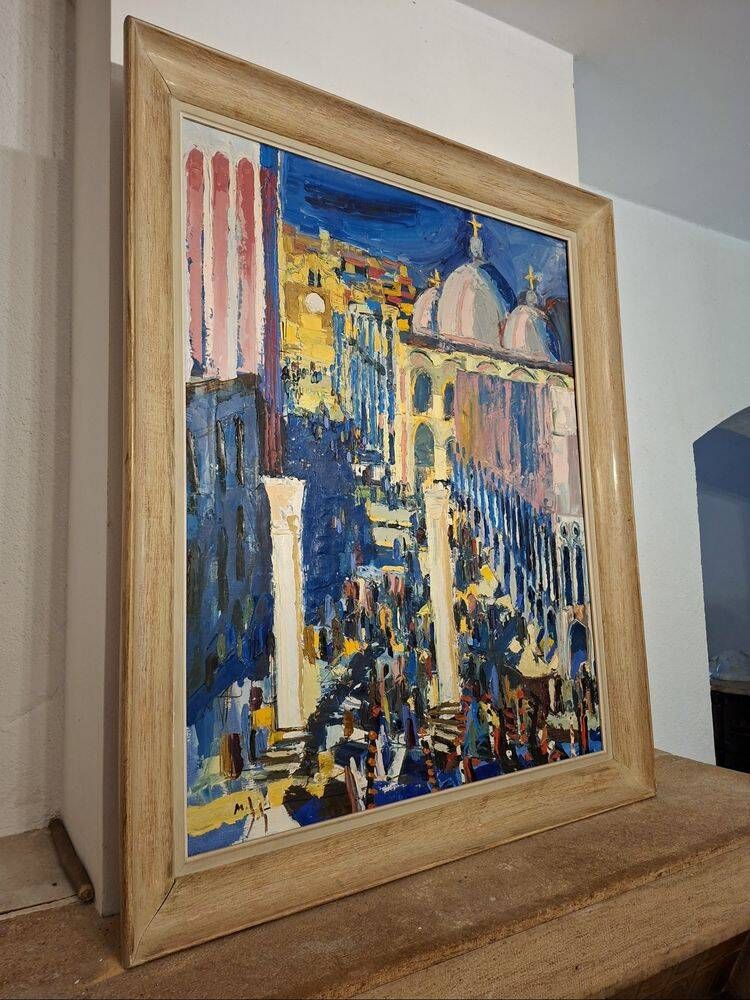 Important oil on canvas depicting the Piazzetta in Venice.