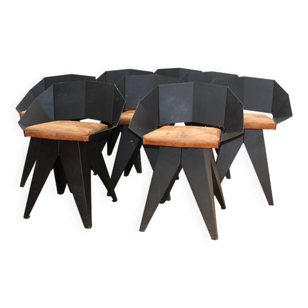 Suite de 8 chaises Knight Steel, Gie El