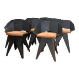 Set of 8 Knight Steel chairs, Gie El