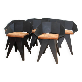 Suite de 8 chaises Knight Steel, Gie El