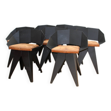 Suite de 8 chaises Knight Steel, Gie El