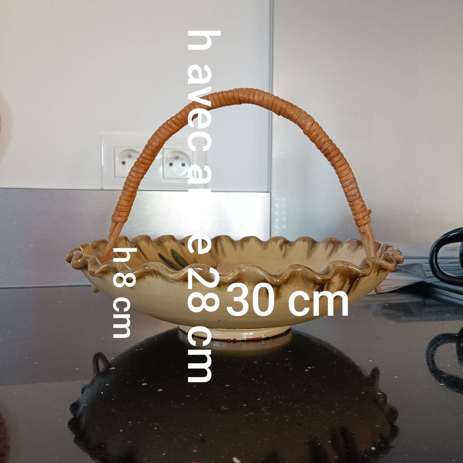 Glazed terracotta fruit bowl or basket