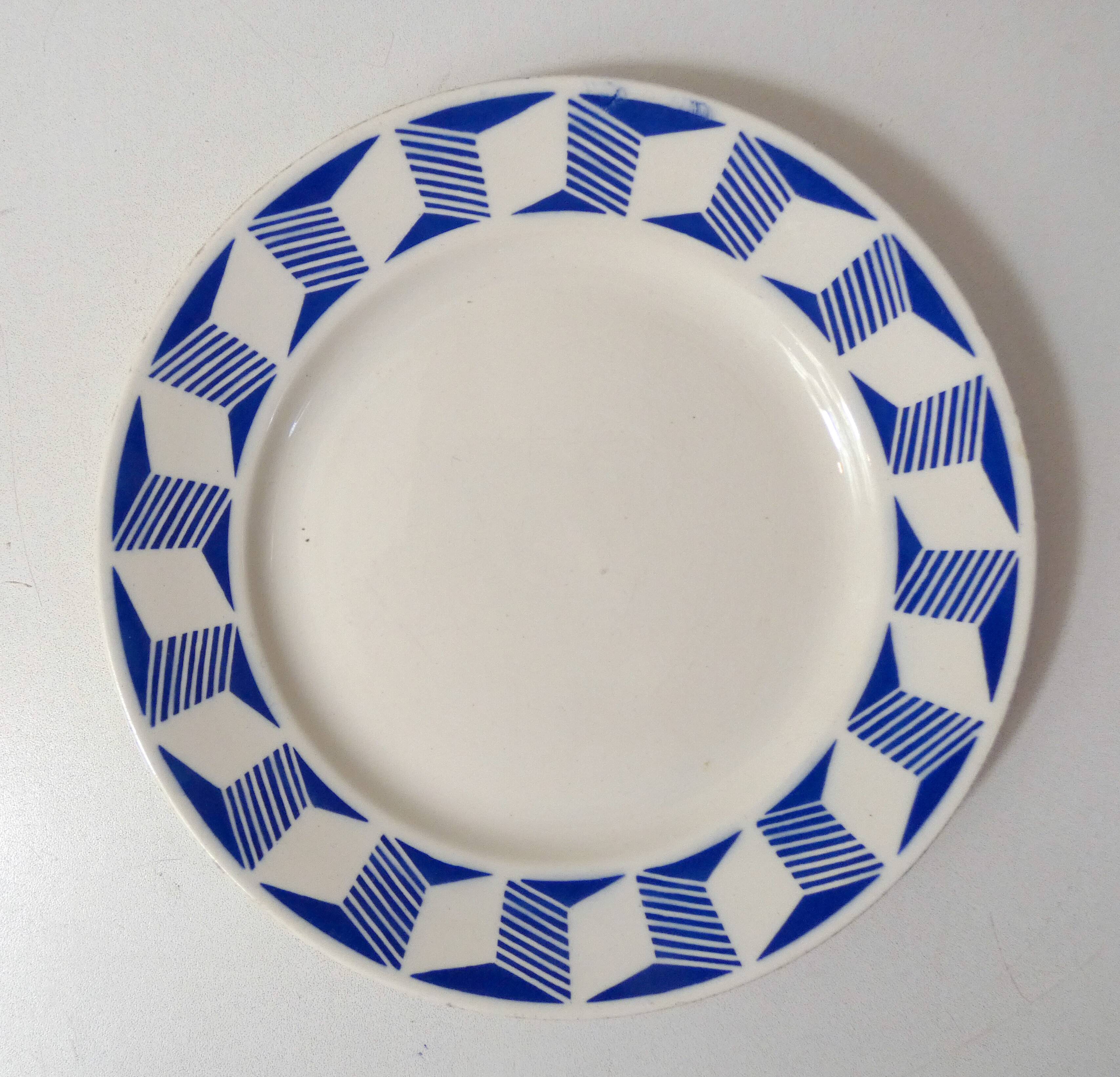 3 old mismatched vintage Badonviller earthenware dinner plates