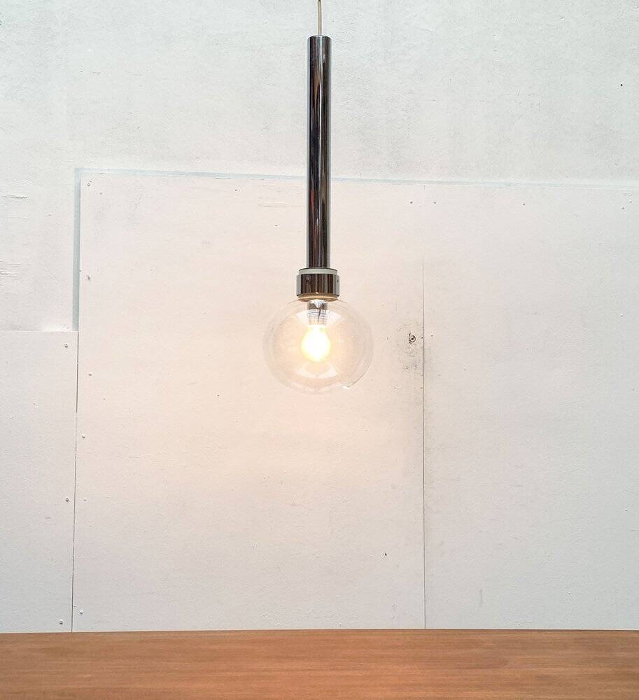 Vintage Space Age Suspension in Chrome and Glass by Motoko Ishii for Staff, 1970s