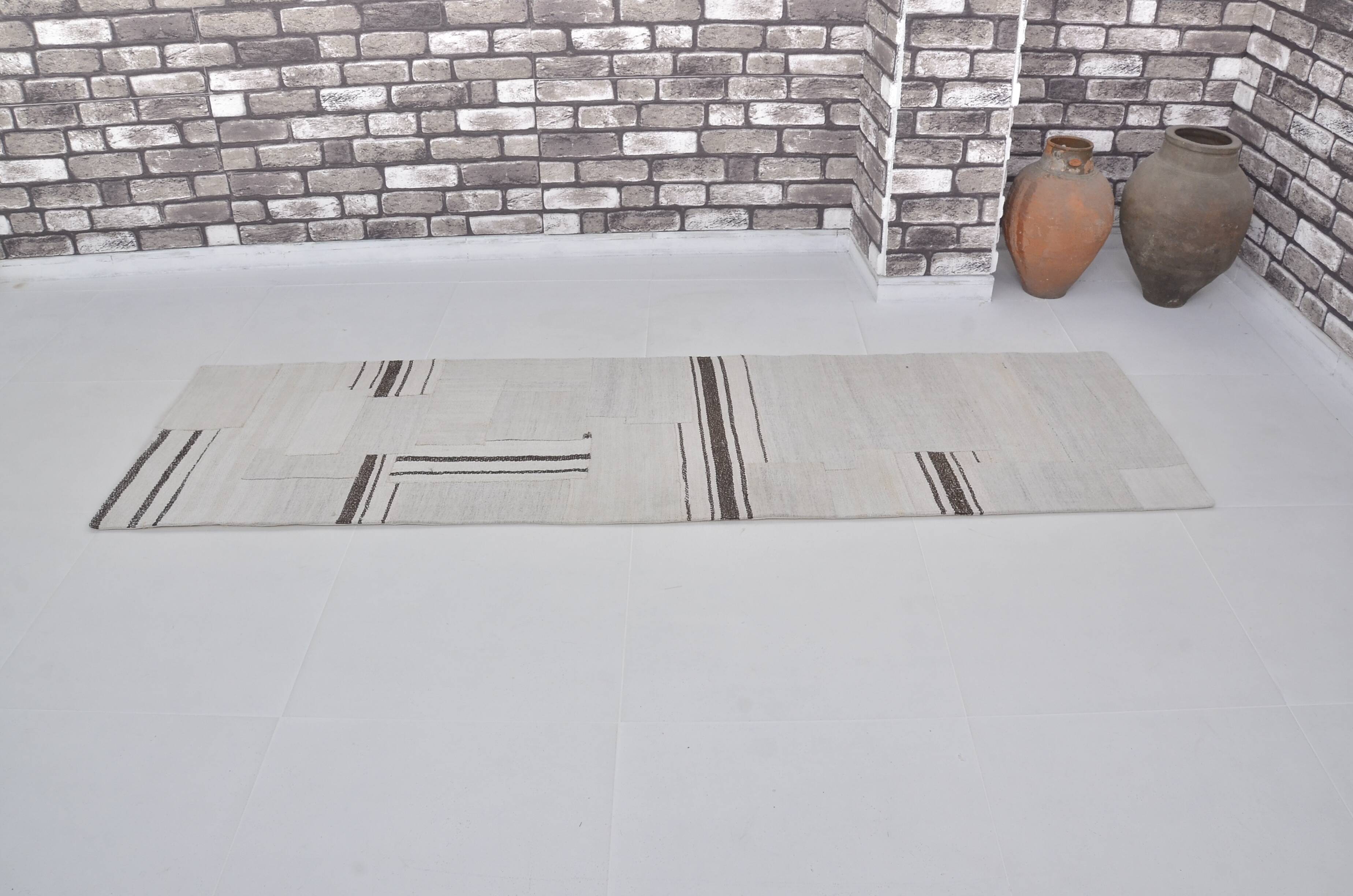 Decorative White And Black Hemp Kilim Rug sku 3803