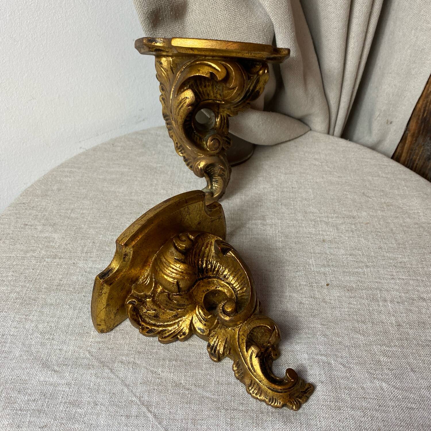 Pair of gilded wood wall consoles
