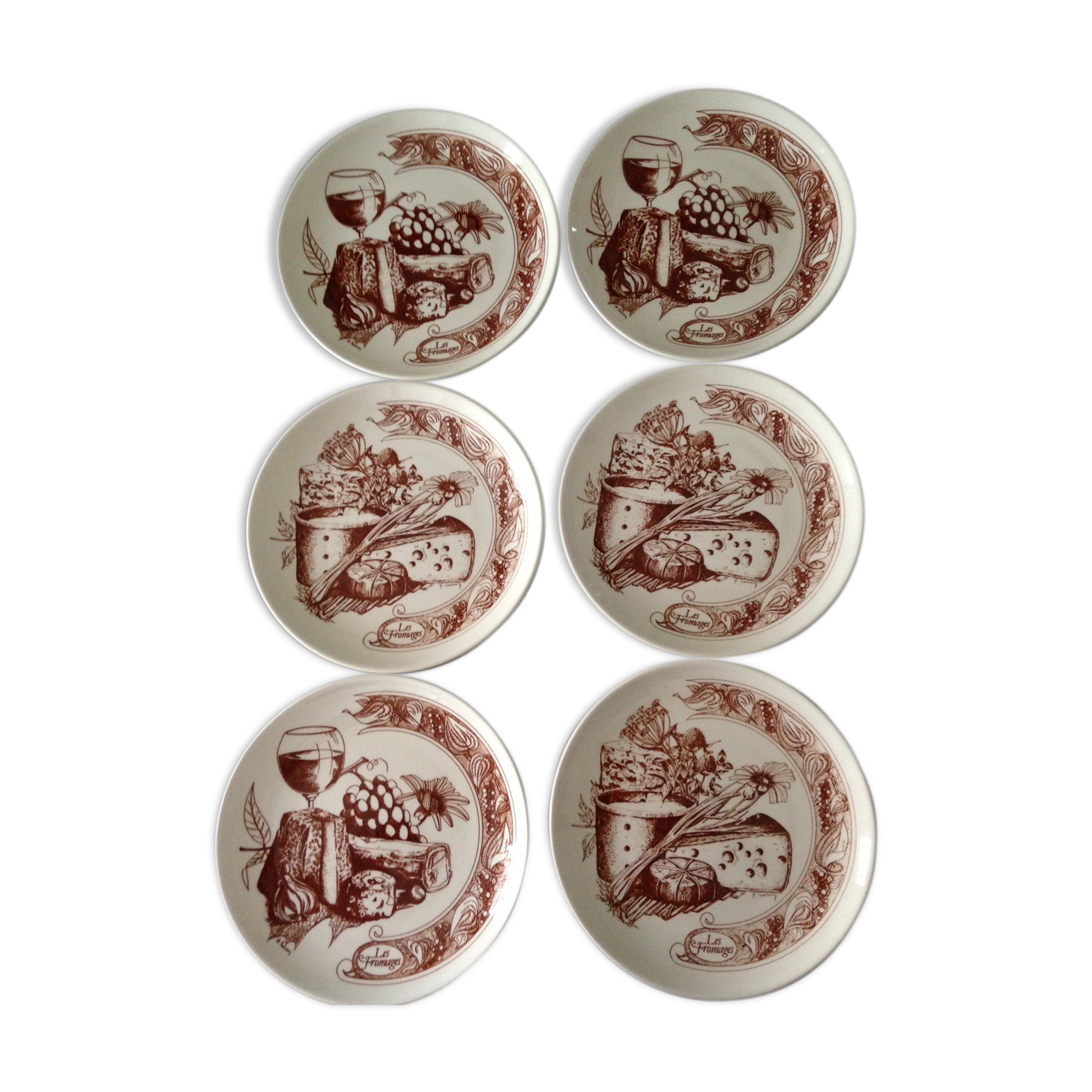 6 Cheese plates, vintage, Gien