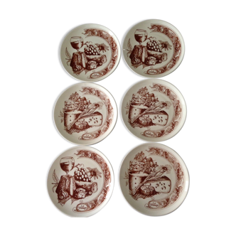 Set de 6 assiettes à fromage vintage Gien