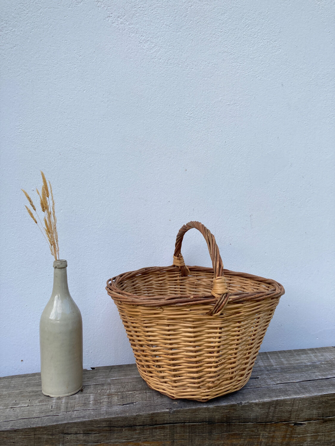 Old woven wicker basket