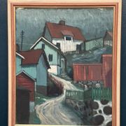 Original Swedish Oil on Canvas – “Stryket, Nordingrå” – Signed – Dated 1959 – Vintage & Framed – 52 × 44 cm (20.5" × 17.3")