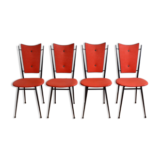 Suite of 4 vintage rockabilly chairs 1950s