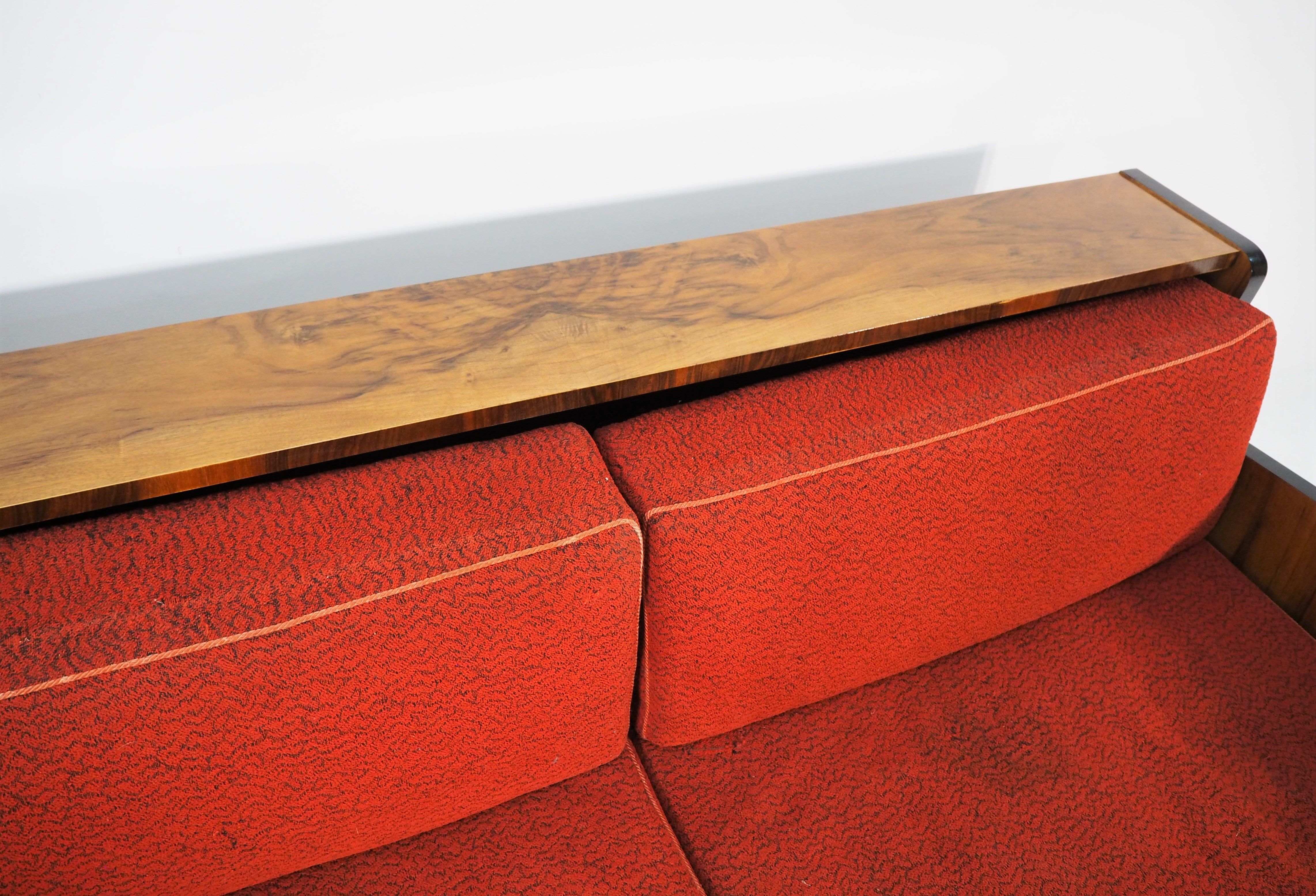 Art deco walnut sofa bed 1960s