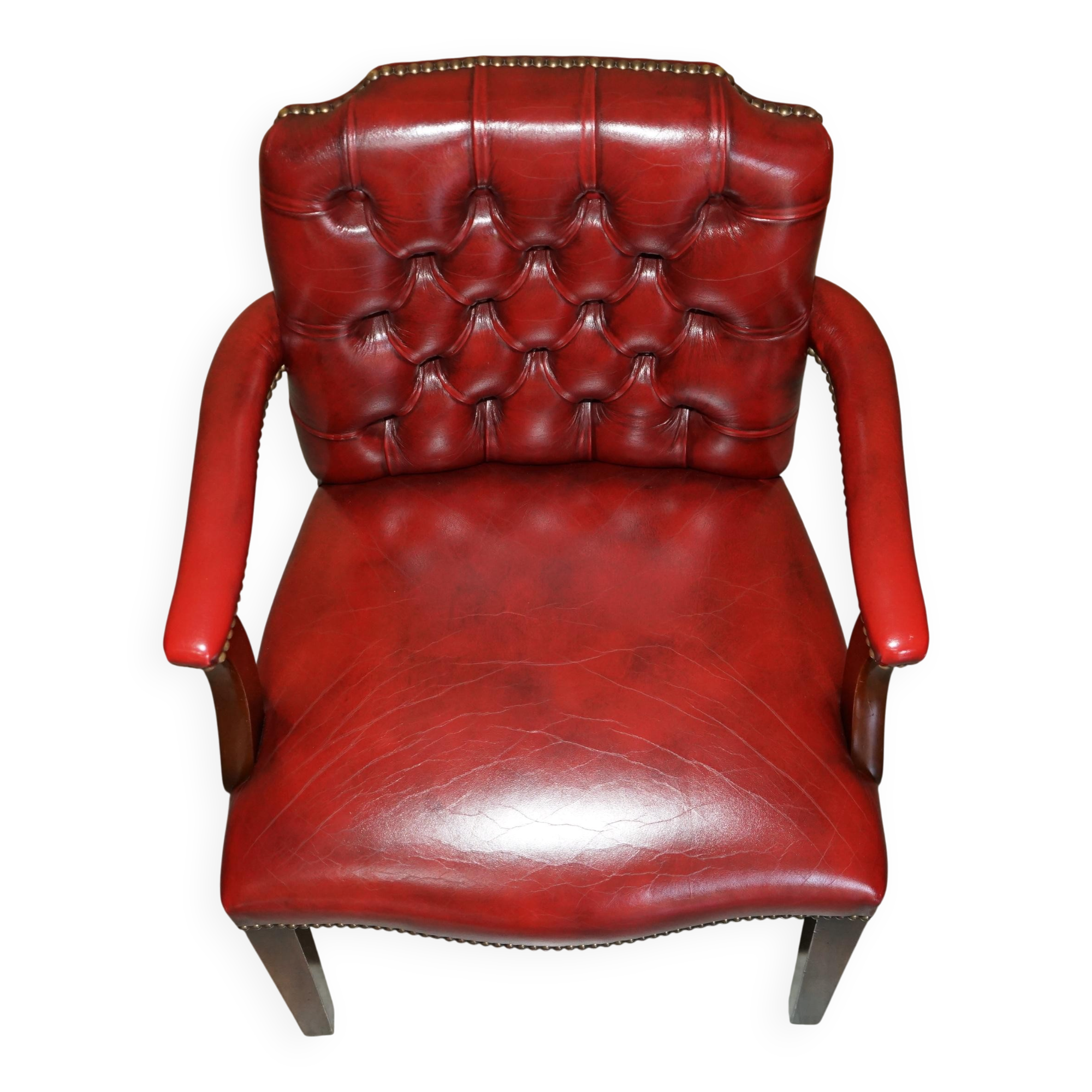 Vintage Gainsborough Chesterfield leather armchairs