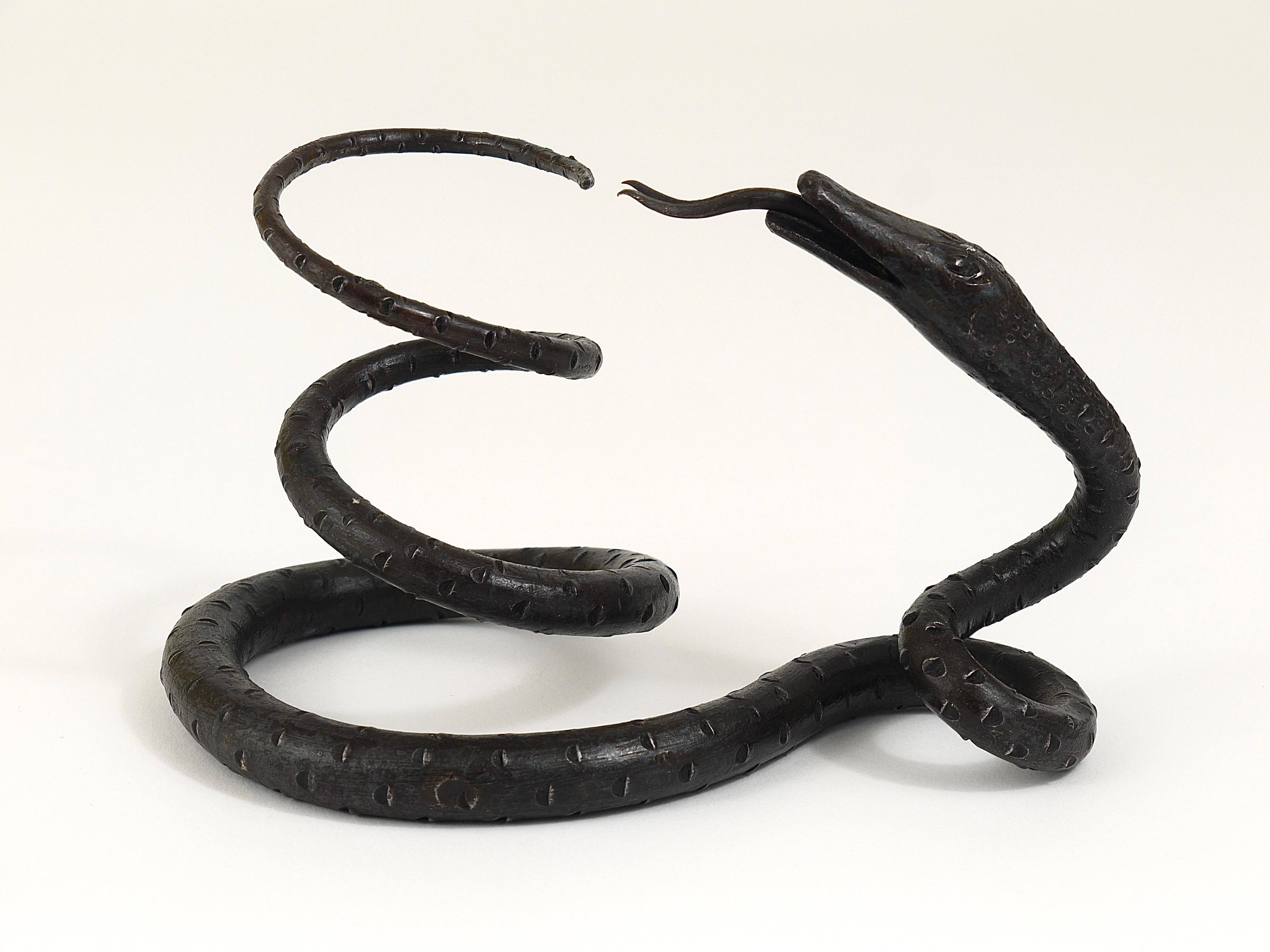Sculpture of a serpent or wrought iron serpent in the style of Edgar Brandt, Austria, 1920s.