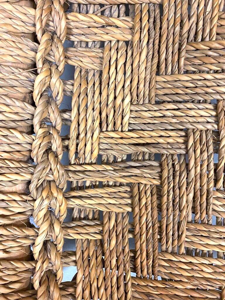 Wood and rope armchair and footrest