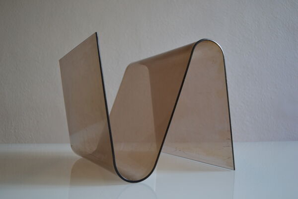 Porte revue moderniste pop space age plexiglas fume vintage annees 70