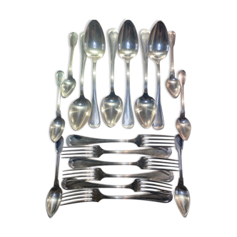 Cutlery model net for 6 in silver metal