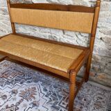 1960 beech and straw bench