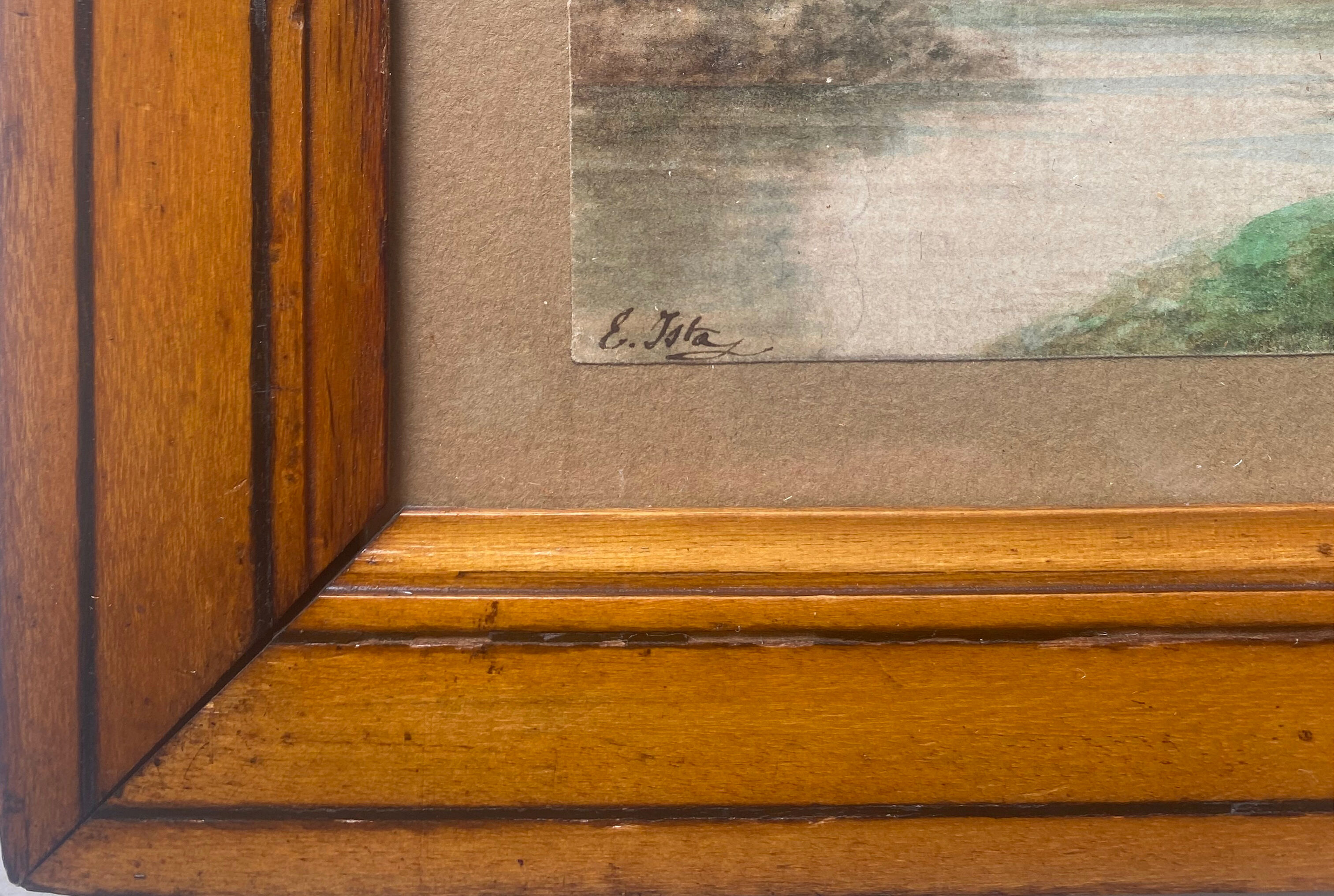 Watercolor "Path to the river" signed Ernest Ista (XIX °) + pitchpin frame