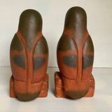 Pair of wooden zoomorphic bird bookends