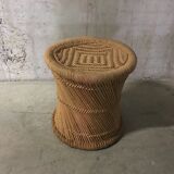 Rattan stool and rope years 70