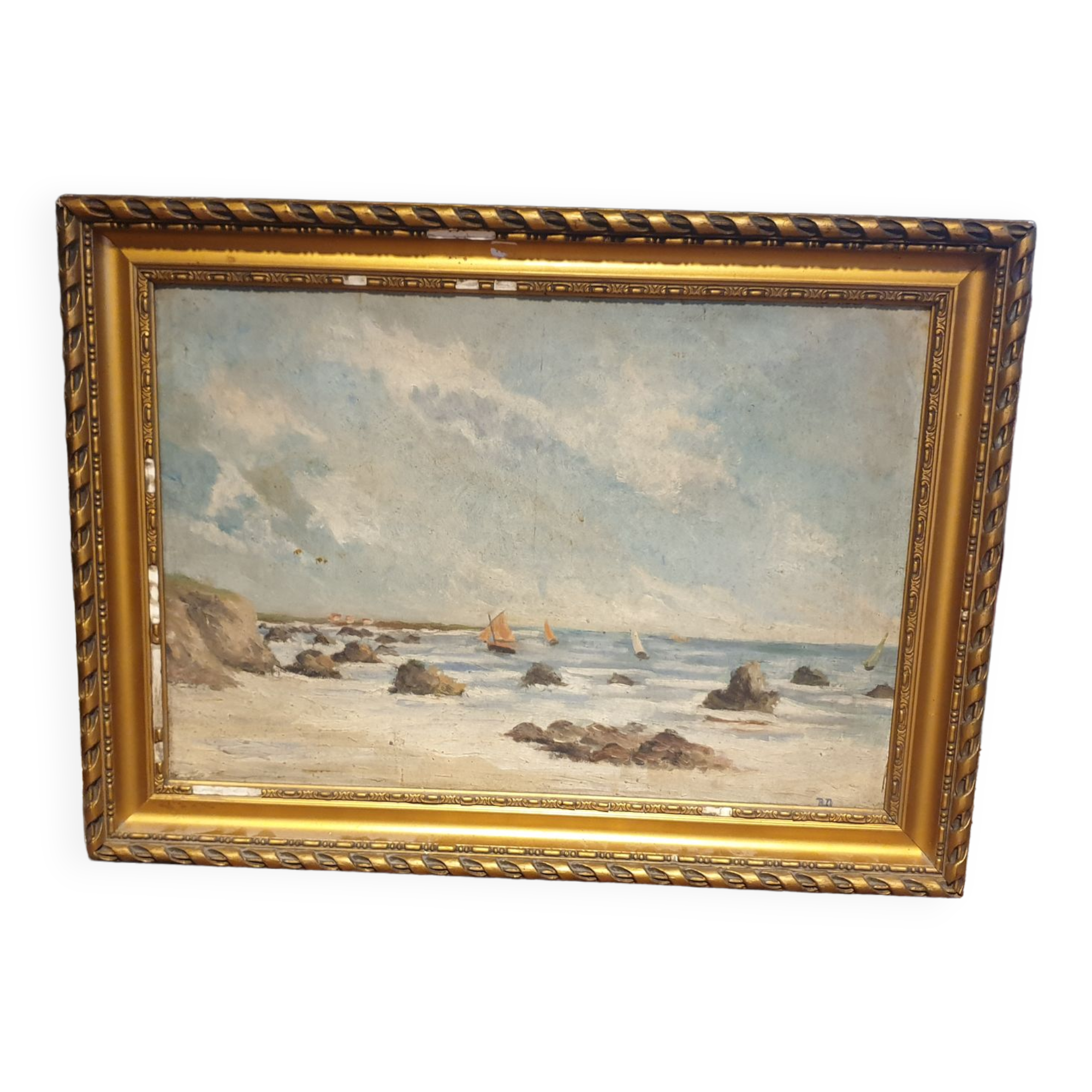 Huile sur toile paysage côtier