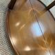 Wooden display case and half-moon mirror