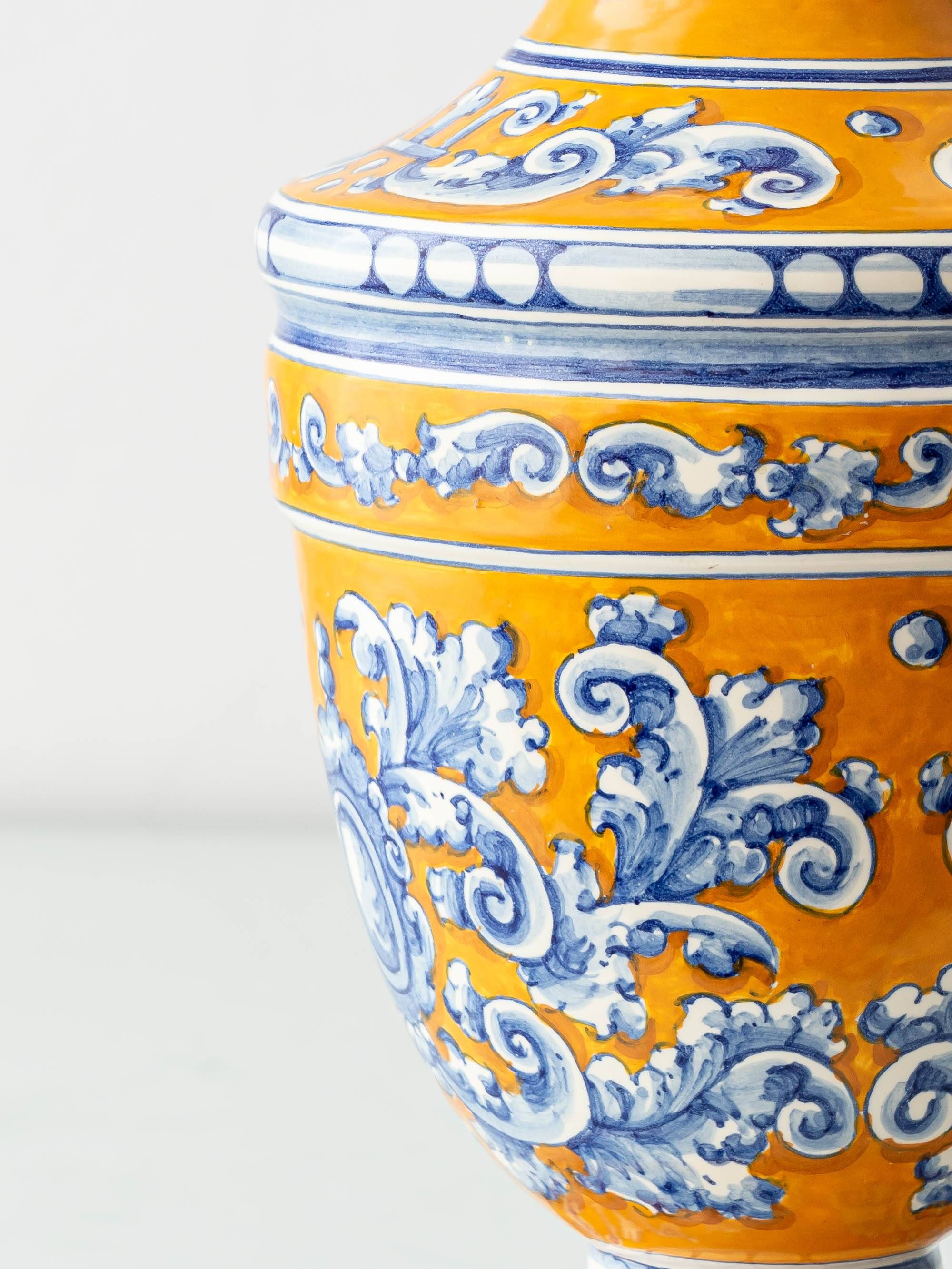 Vintage Talavera Table Lamp, Hand-Painted Ceramic, Spain