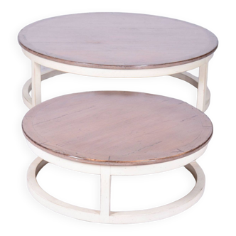 Original midcentury coffee nest tables, cherry wood, france, 1960s