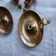 Set of 2 brass cellar rat candlesticks