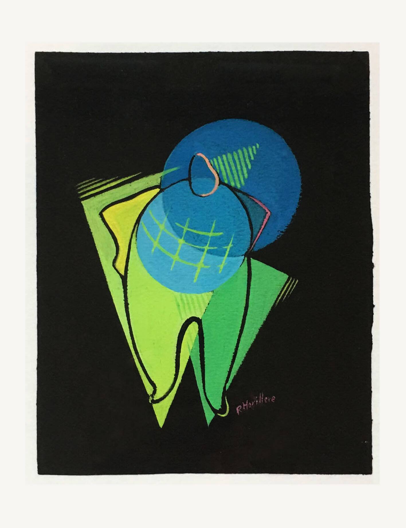 Small cubist painting. France, 1950s.
