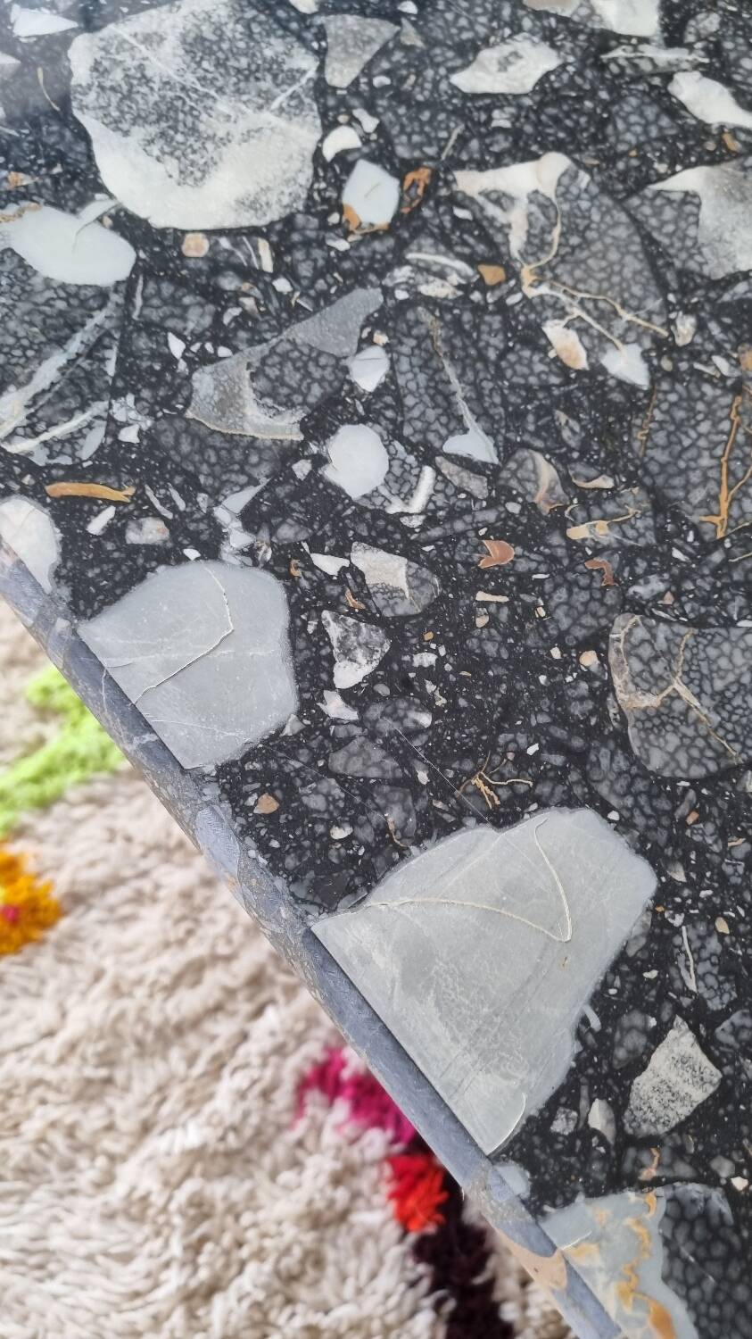 Vintage black terrazzo coffee table