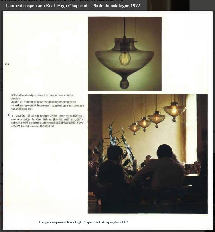 Vintage B-1052 High Chaparral pendant light for Raak Amsterdam, 1970s