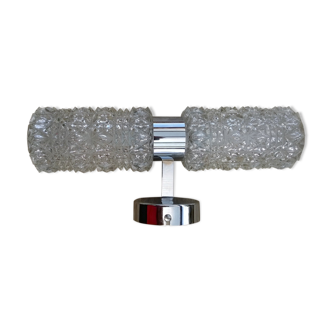 1970 chiseled glass and chrome sconce