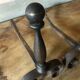 Vintage andirons, pair of andirons, fireplace accessory, cast iron brass andirons
